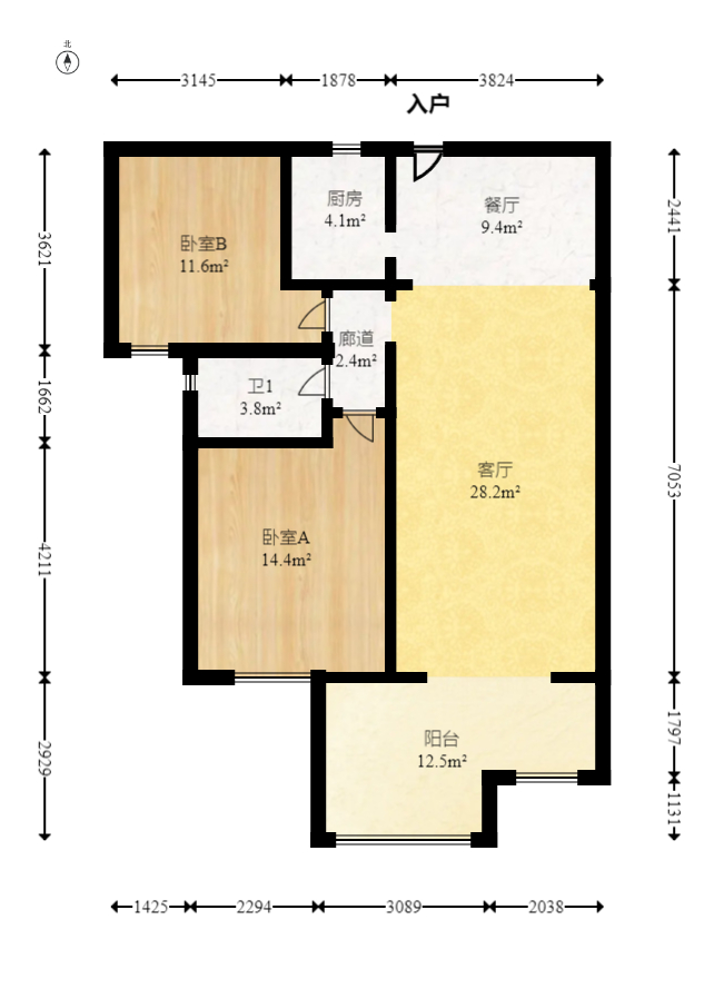 江山帝景哈佛 2室2厅1卫 72.0万 江山帝景哈佛 2室2厅1卫 72.0万户型图