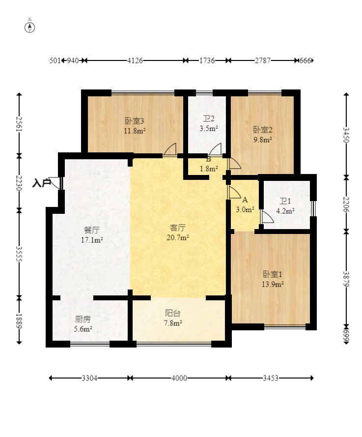 荣盛花语书苑  3室2厅2卫    97.0万 荣盛花语书苑  3室2厅2卫    97.0万户型图