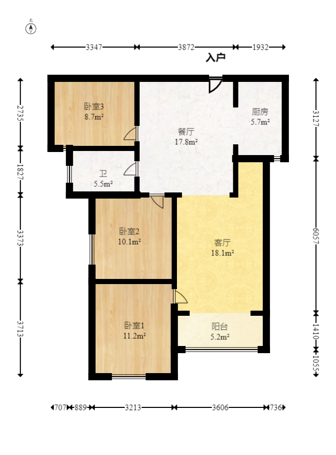 天鸿天府（天鸿中央大院）  3室2厅1卫   98.00万室内图1
