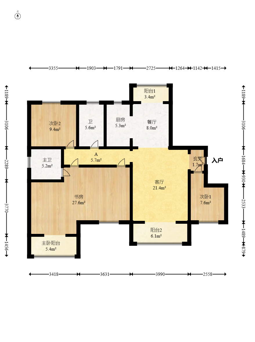 幸福考拉789  4室2厅2卫   104.50万室内图1