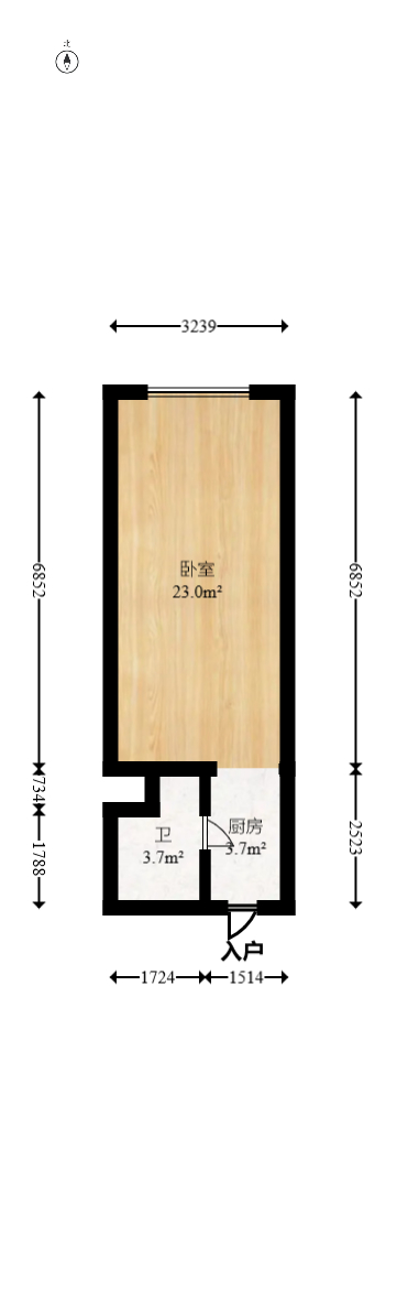 芒果天地(芒果雅苑)  1室1厅1卫   30.80万室内图1
