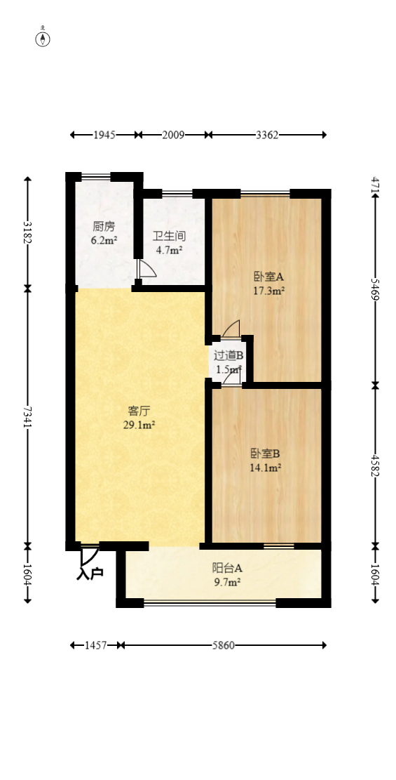 湖南第六工程有限公司机关小区（六公司机关大院）  3室2厅1卫   73.80万室内图1