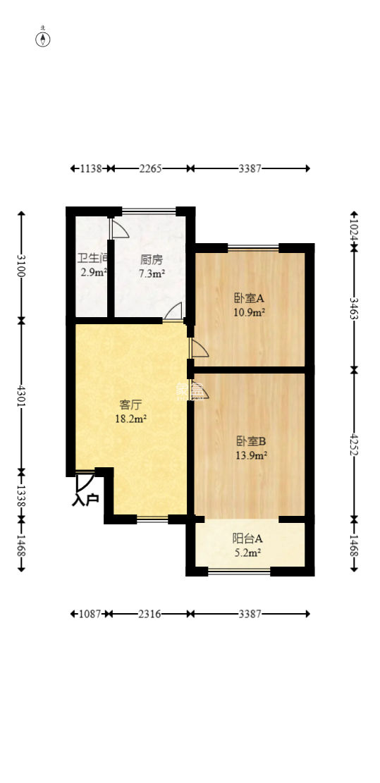 荣安宿舍  2室1厅1卫   35.00万