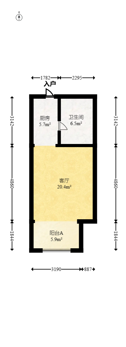 汇景发展环球中心  1室1厅1卫   80.00万室内图1
