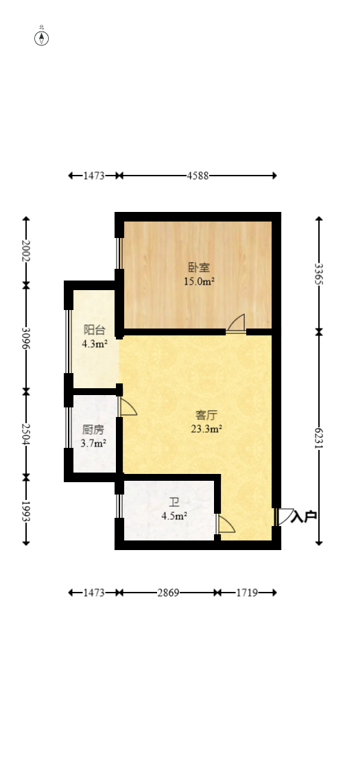 蝴蝶谷  2室1厅1卫    32.0万 蝴蝶谷  2室1厅1卫    32.0万户型图