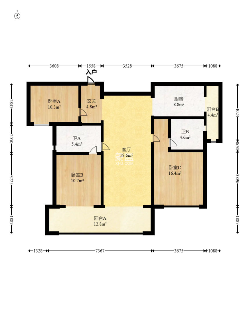 绿地V岛  3室2厅2卫    155.0万