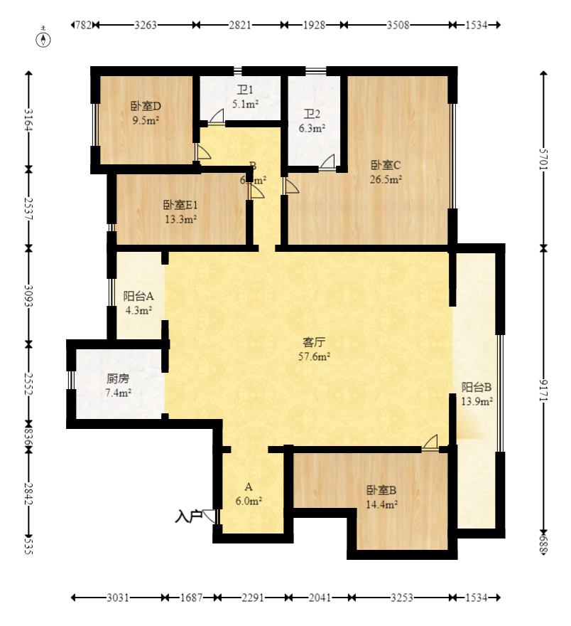 建发玖洲和玺  4室2厅2卫   238.00万室内图1