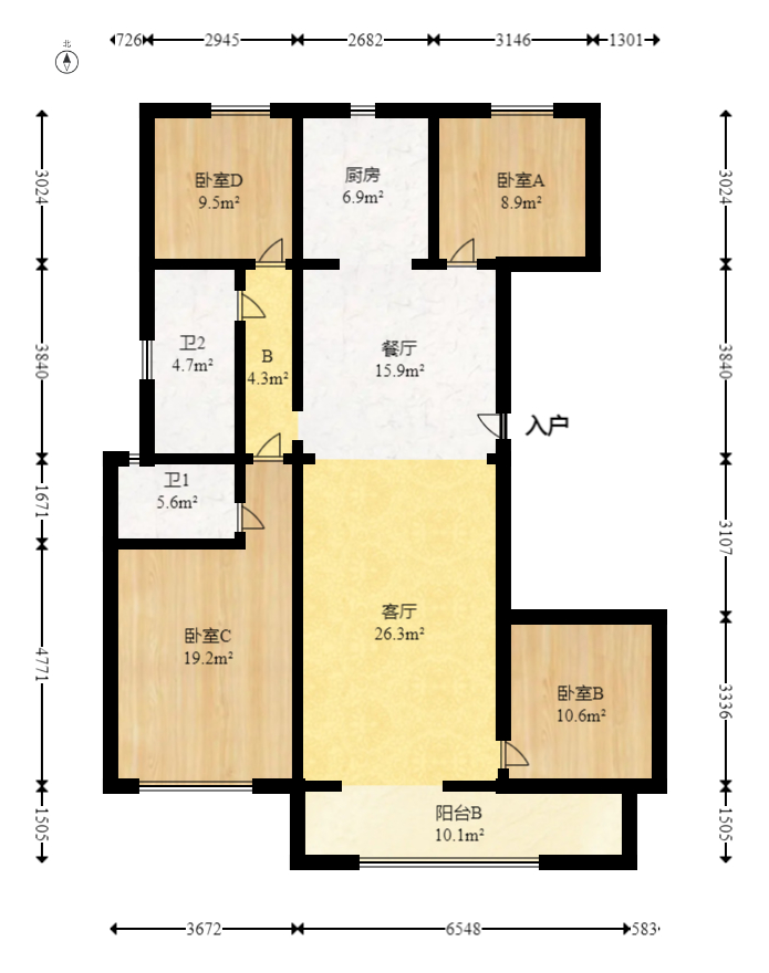 建发玖洲和玺  4室2厅2卫   145.00万室内图1