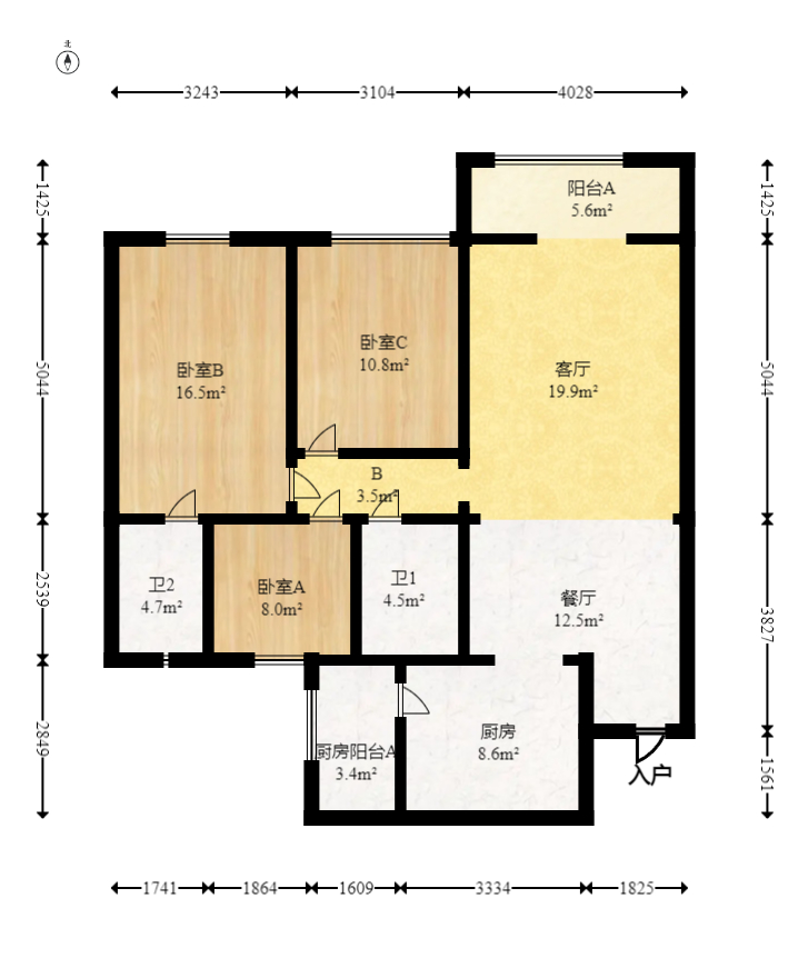 绿地长沙城际空间站（柏仕佳苑）  4室2厅2卫   140.00万室内图1