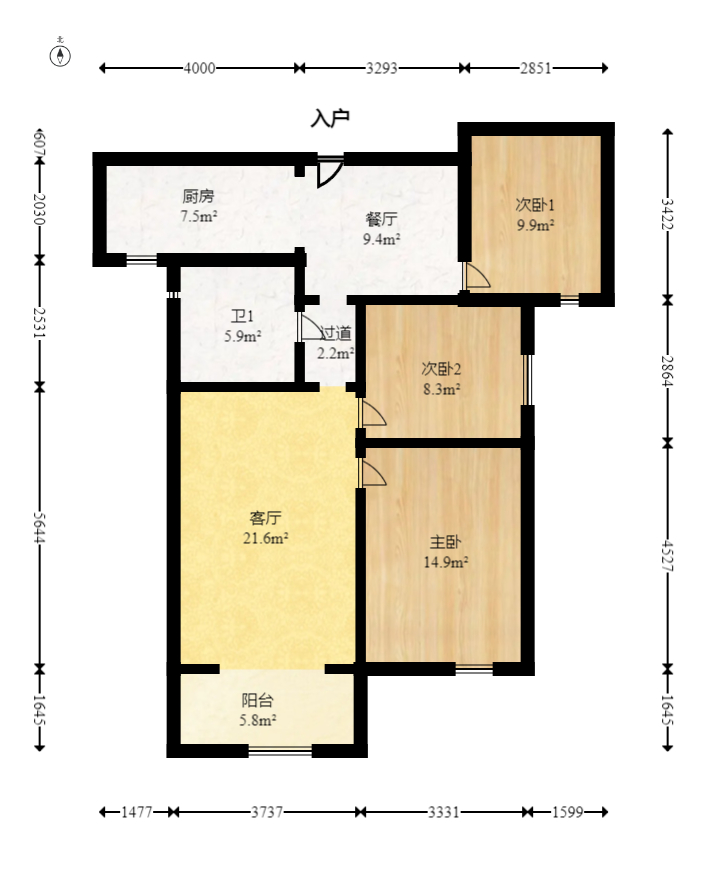 北辰三角洲C2区  3室2厅1卫    123.7万 北辰三角洲C2区  3室2厅1卫    123.7万户型图