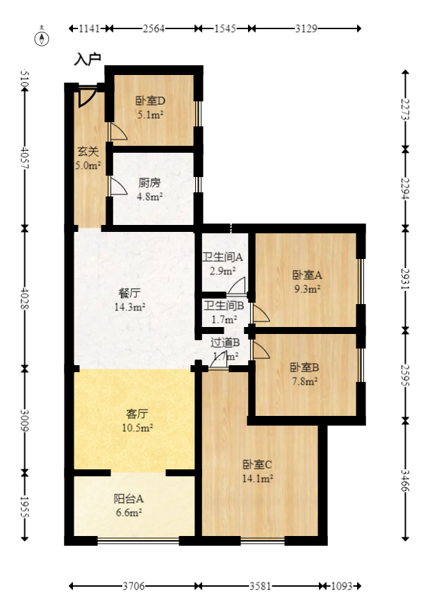 香樟兰亭(朗峰苑) 4室2厅1卫 82.0万 香樟兰亭(朗峰苑) 4室2厅1卫 82.0万户型图