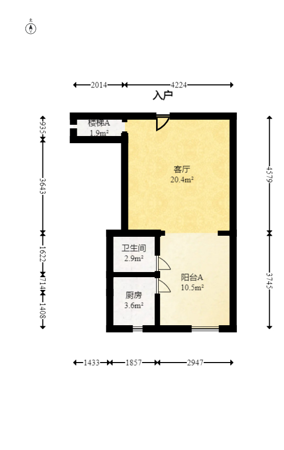 宏景名厦  2室2厅1卫   110.00万室内图1