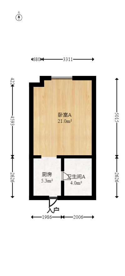 融科东南海  1室1厅1卫   26.00万室内图1