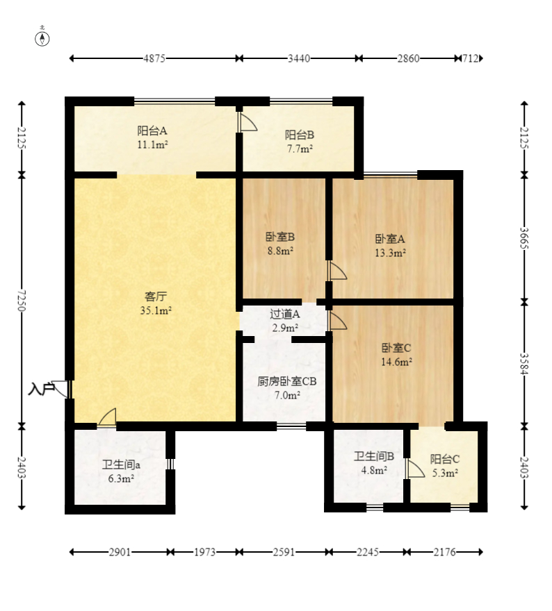 湘农桥社区  4室2厅2卫   190.00万室内图1