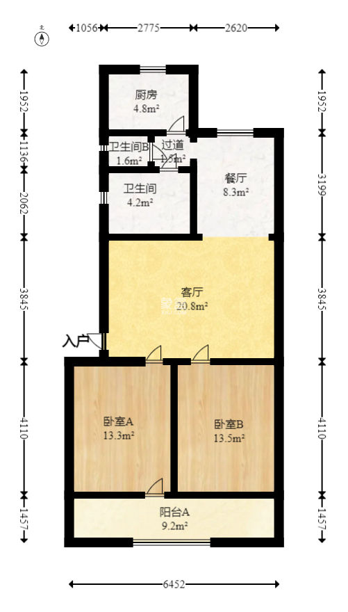 华顺大厦(芙蓉中路)  2室2厅1卫   72.00万