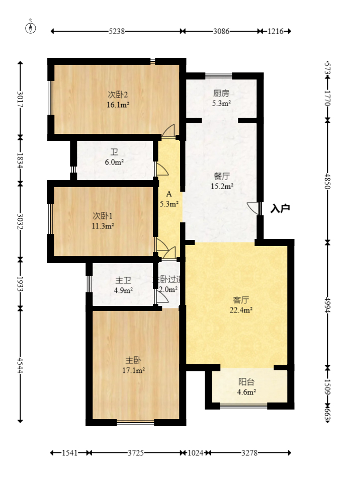 水映加州 3室2厅2卫 158.0万 水映加州 3室2厅2卫 158.0万户型图