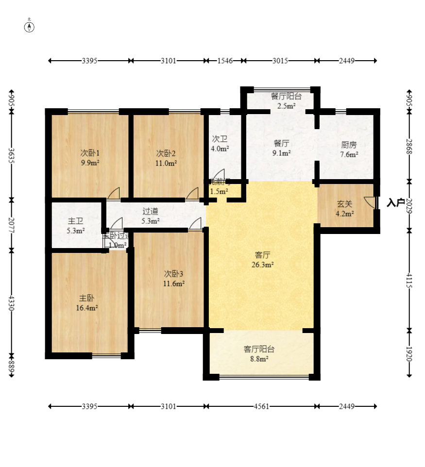 福晟钱隆国际(晟冉景苑) 4室2厅2卫 99.8万 福晟钱隆国际(晟冉景苑) 4室2厅2卫 99.8万户型图
