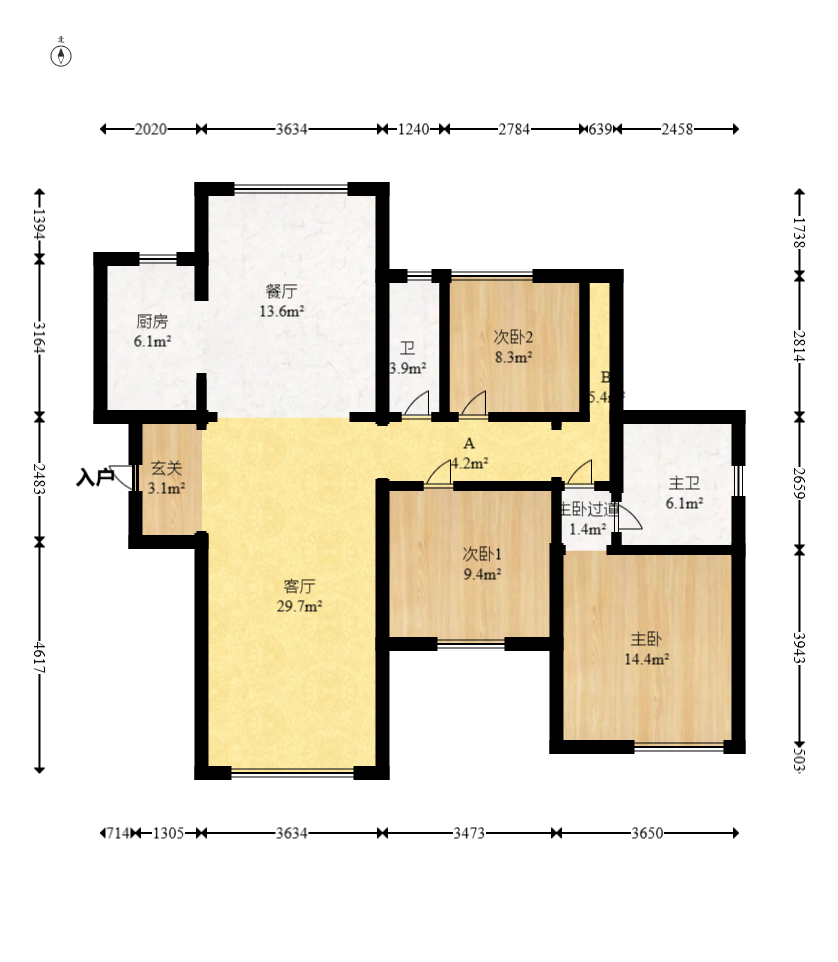 广泽上苑  4室2厅2卫   135.00万室内图1
