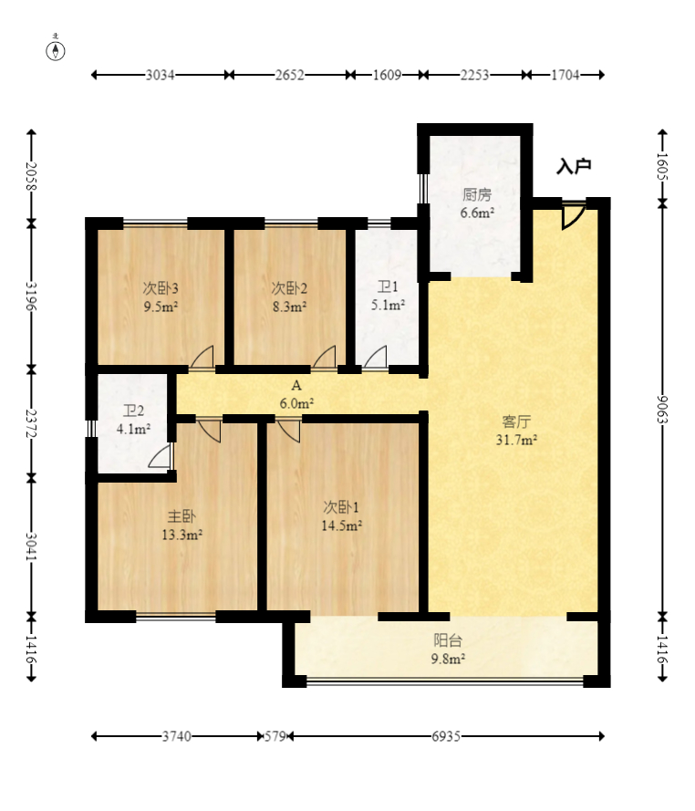 三一云谷 4室2厅2卫 159.8万 三一云谷 4室2厅2卫 159.8万户型图