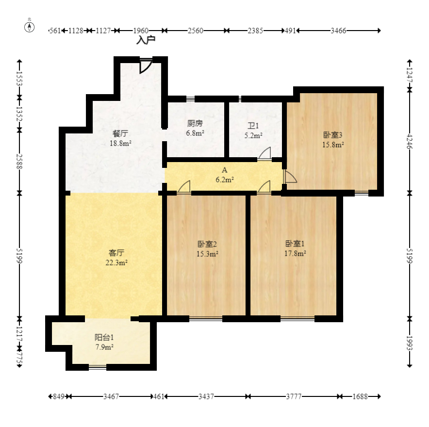 澳海谷山府 3室2厅1卫 78.0万 澳海谷山府 3室2厅1卫 78.0万户型图