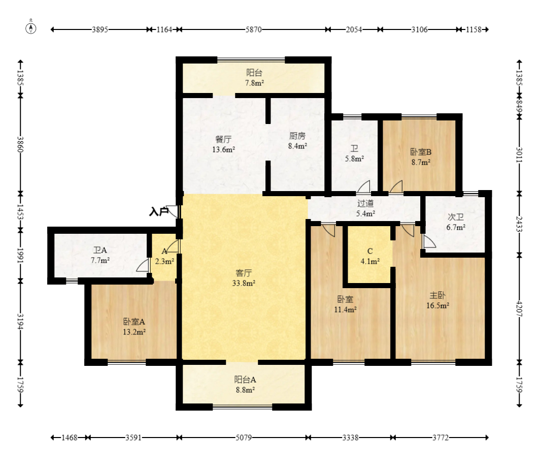 长房星昇公馆 4室2厅2卫 180.0万 长房星昇公馆 4室2厅2卫 180.0万户型图