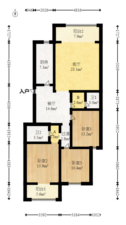 宏华花苑  3室2厅2卫   110.00万