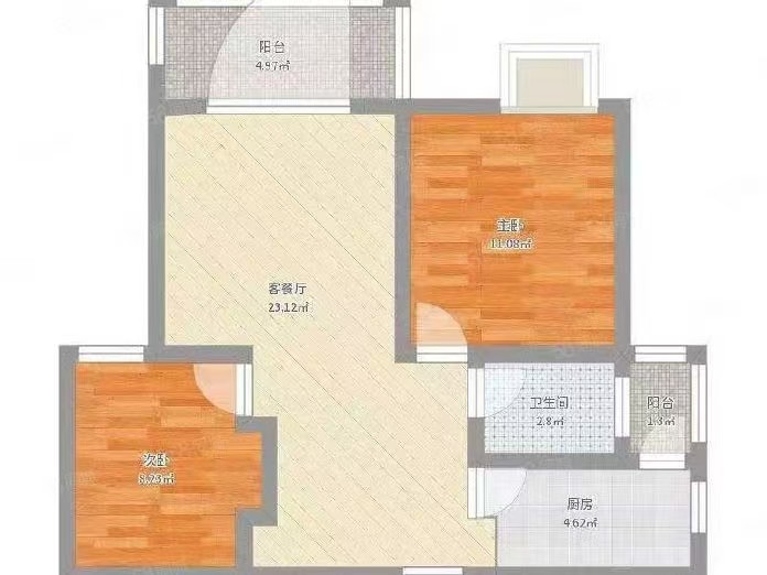 鸿泰国际  2室2厅1卫   1600.00元/月室内图1