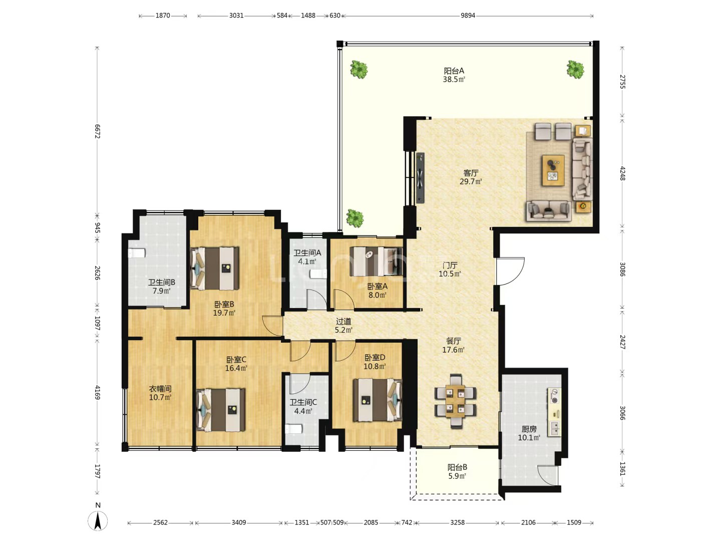 保利中央海岸四期(淳境、淳域) 4室2厅3卫 582.0万 保利中央海岸四期(淳境、淳域) 4室2厅3卫 582.0万户型图