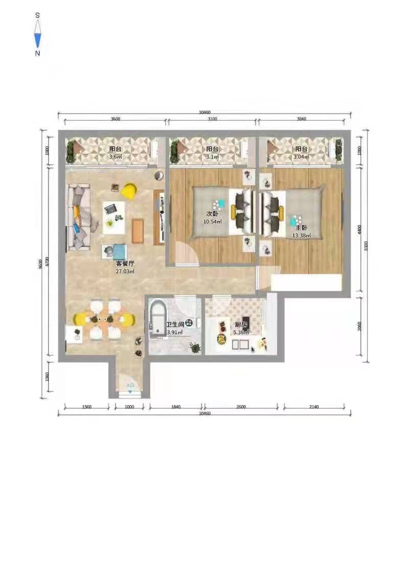 黄鹤小区2片  1室0厅0卫    1500.0元/月户型图