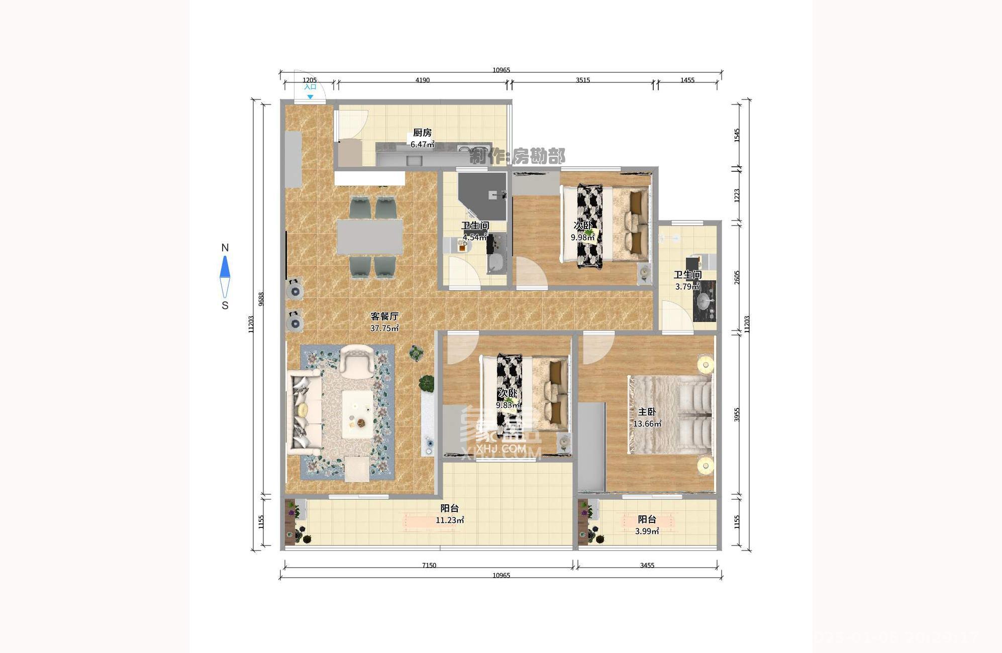 新城新世界一二三期 3室2厅2卫 2800.0元/月 新城新世界一二三期 3室2厅2卫 2800.0元/月户型图