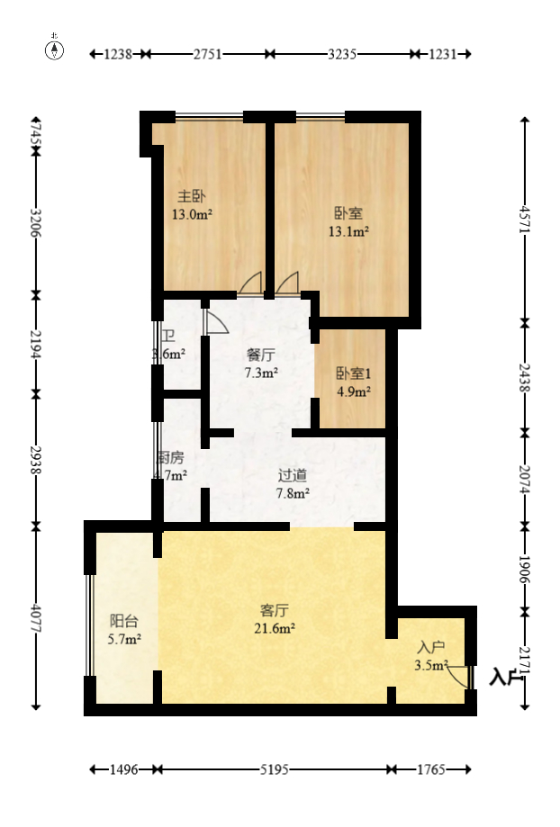 昊天大厦  3室1厅1卫    88.0万 昊天大厦  3室1厅1卫    88.0万户型图