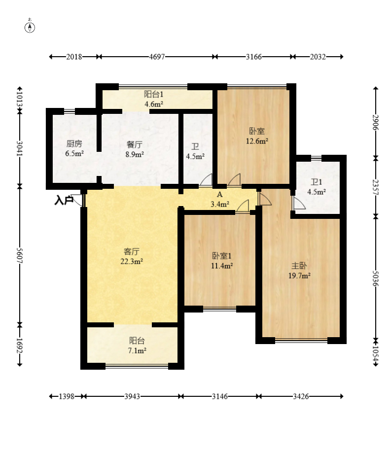 山水湾  3室2厅2卫    81.0万室内图1