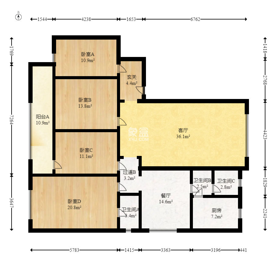 迎龙阁公寓  4室2厅2卫   118.00万
