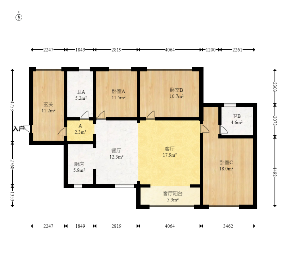 钰龙天下二期（钰龙佳园）  3室2厅2卫   280.00万室内图1