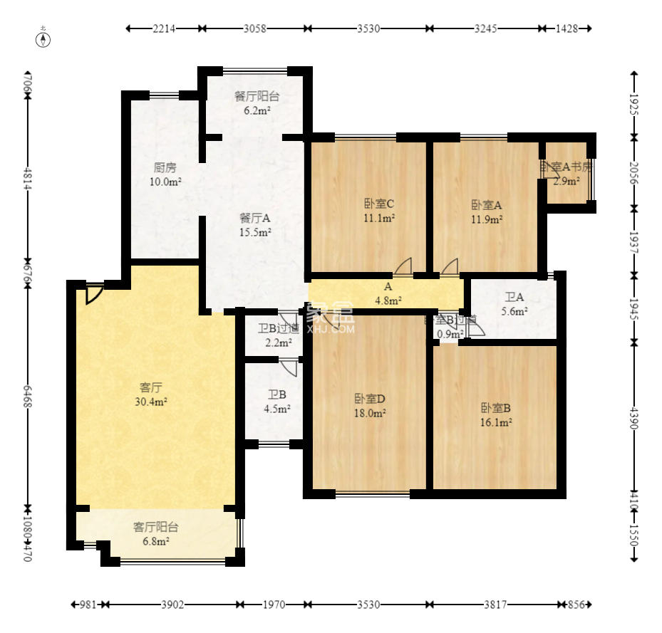 八方小区D区  4室2厅2卫    425.0万 八方小区D区  4室2厅2卫    425.0万户型图