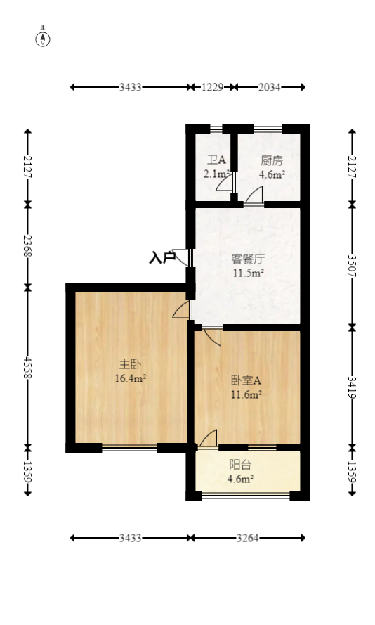 杜家塘副食品宿舍  2室1厅1卫   45.00万室内图1
