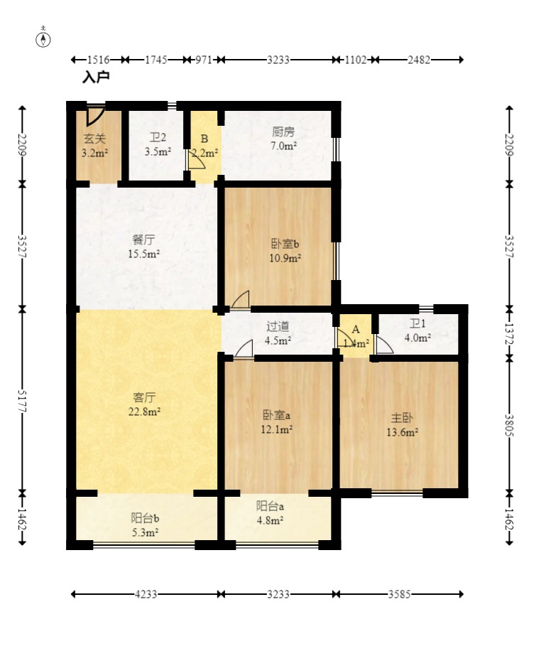 瑞凯景城苑(一、二期) 3室2厅2卫 53.0万 瑞凯景城苑(一、二期) 3室2厅2卫 53.0万户型图