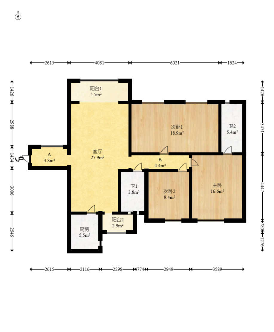 家和院  3室2厅1卫    121.9万 家和院  3室2厅1卫    121.9万户型图