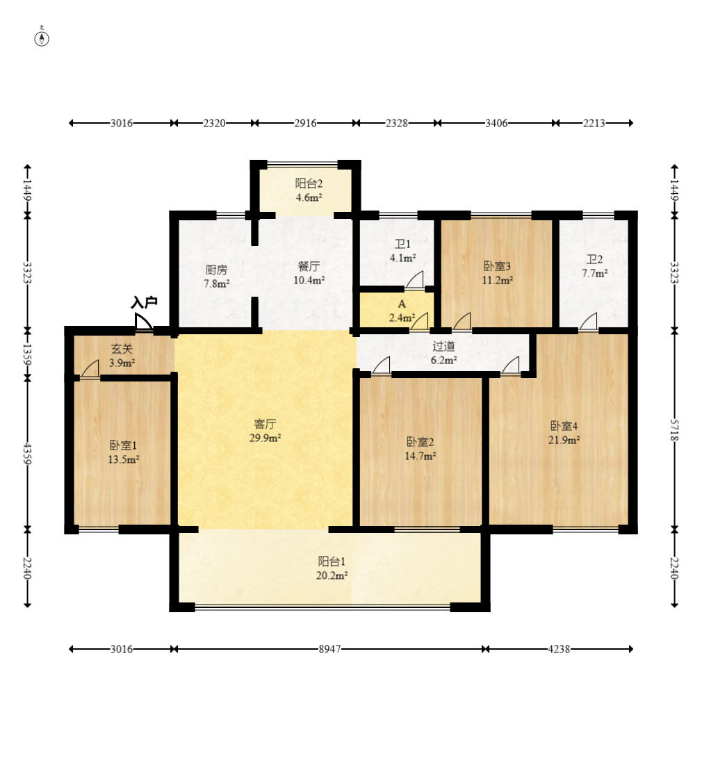 润和湘江天地AB区 4室2厅2卫 185.0万 润和湘江天地AB区 4室2厅2卫 185.0万户型图