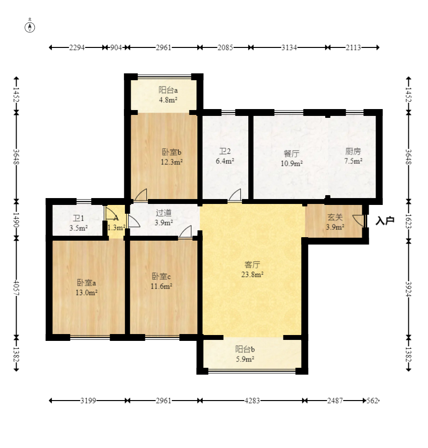 瑞凯景城苑(一、二期) 3室2厅1卫 61.8万 瑞凯景城苑(一、二期) 3室2厅1卫 61.8万户型图