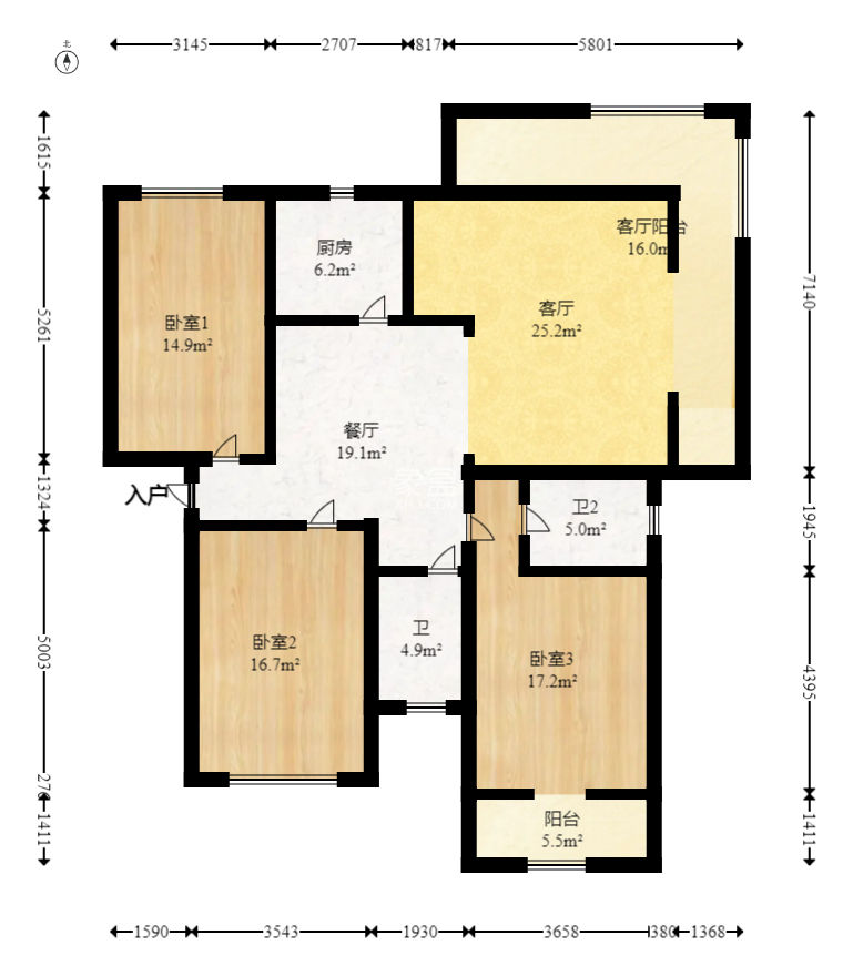 柠檬丽都  3室2厅1卫    95.0万