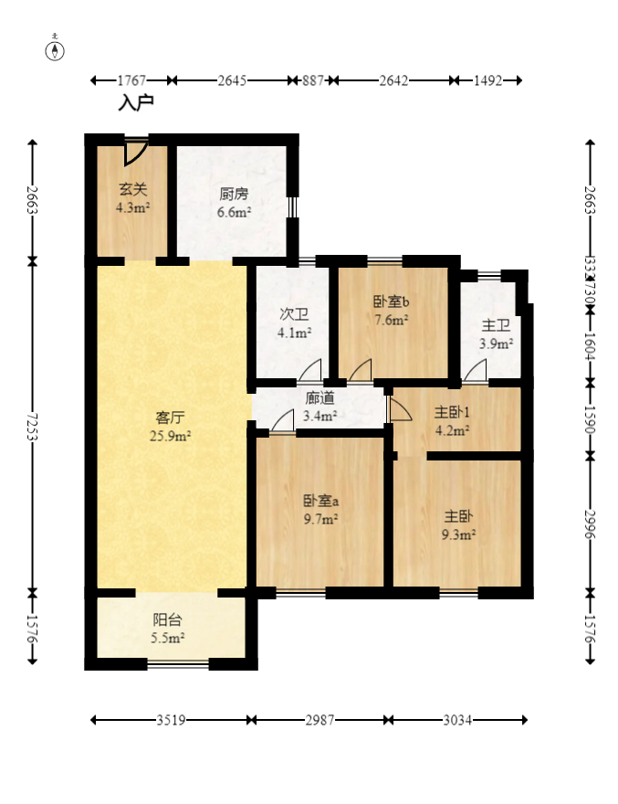 中海麓山境南区  3室2厅2卫   148.00万室内图1