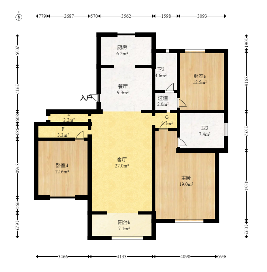 丽景华庭  6室2厅2卫    120.0万室内图1