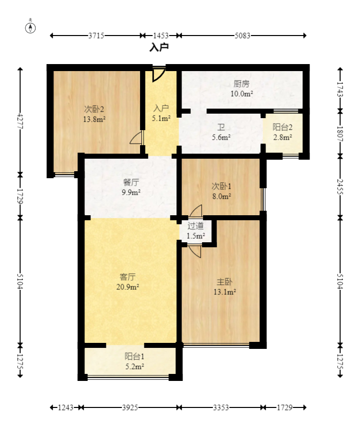 北辰三角洲E4区 3室2厅1卫 135.0万 北辰三角洲E4区 3室2厅1卫 135.0万户型图