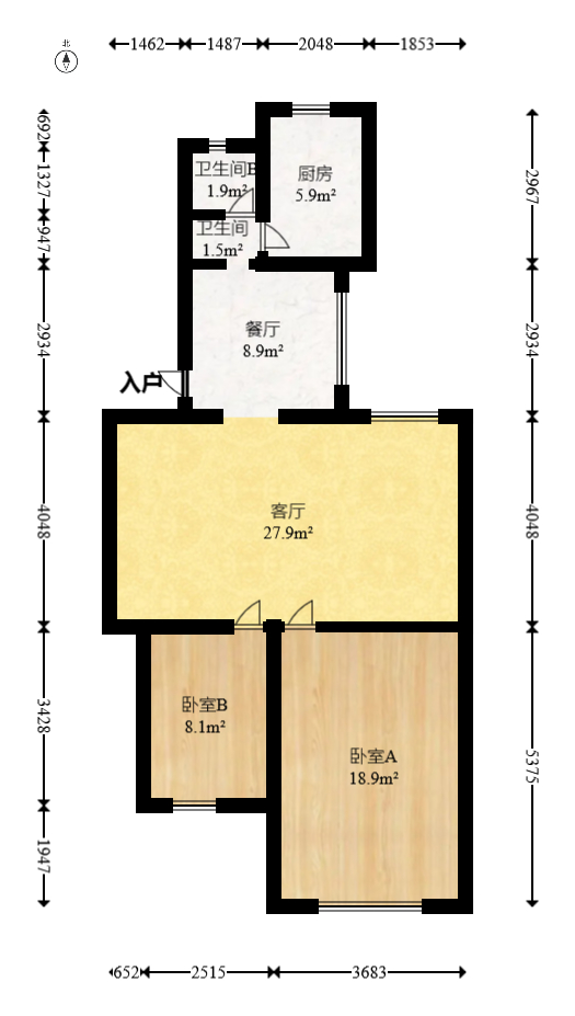 长沙理工大学侯家塘校区教职工宿舍  2室2厅1卫   60.00万室内图1