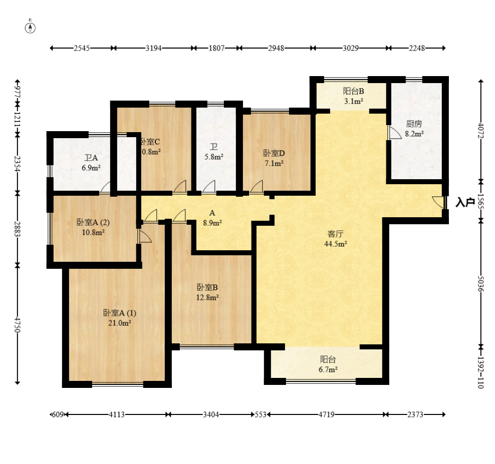 金茂梅溪湖 4室2厅2卫 380.0万 金茂梅溪湖 4室2厅2卫 380.0万户型图