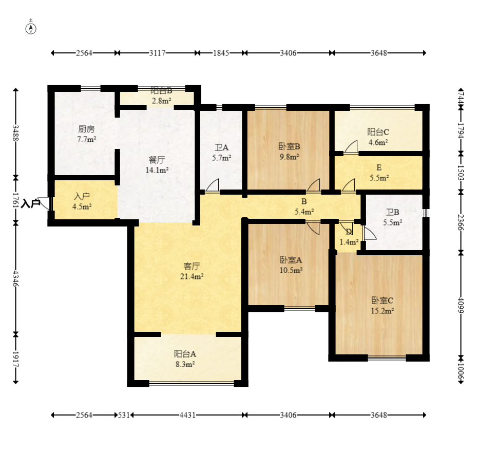 中建嘉和城  4室2厅2卫   140.00万室内图1