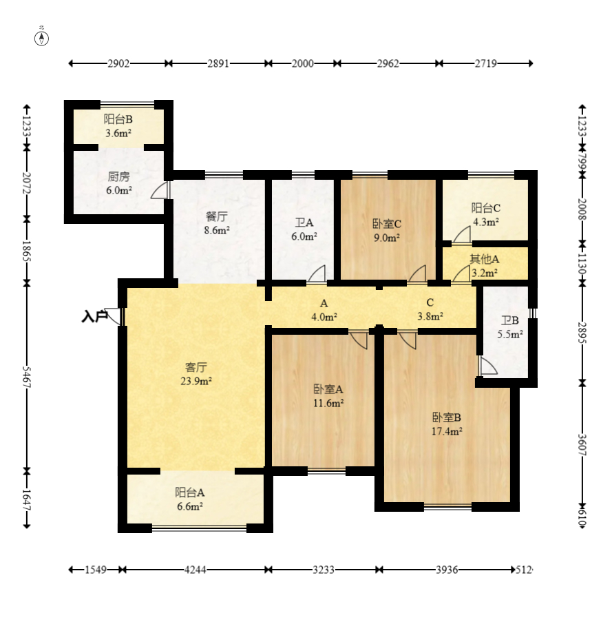 中建嘉和城  3室2厅2卫   140.00万室内图1