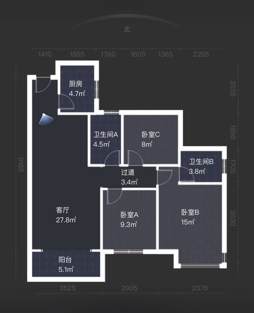 桂花城  3室2厅2卫   55.00万