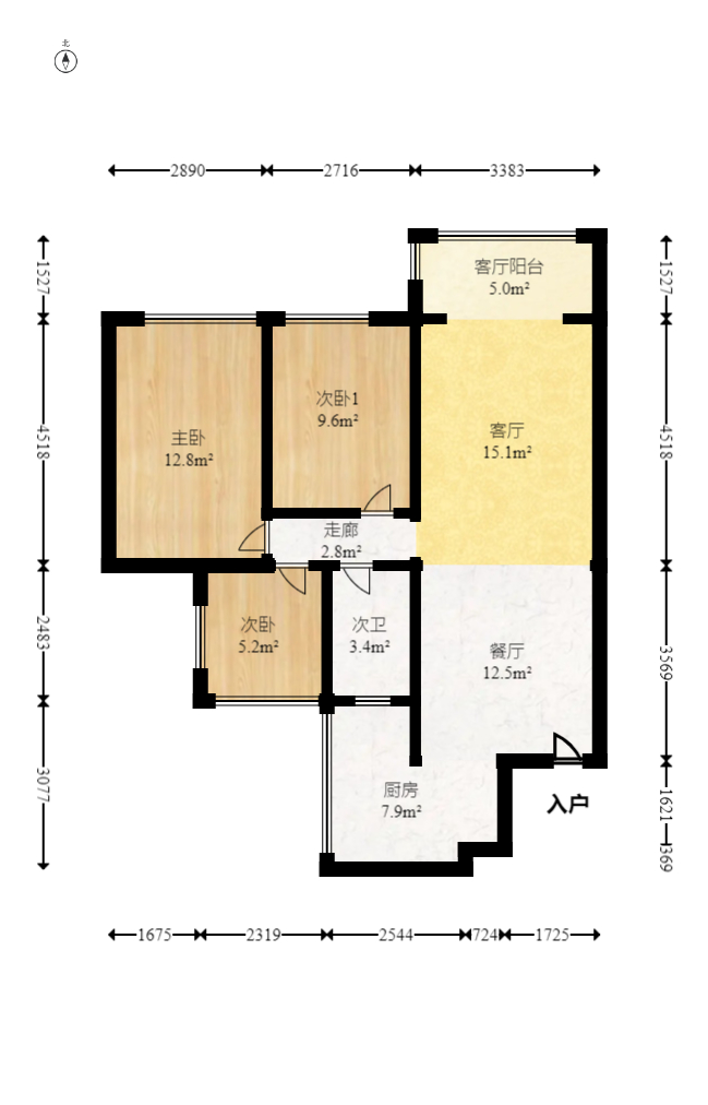 恩祥新城 3室2厅1卫 159.0万 恩祥新城 3室2厅1卫 159.0万户型图